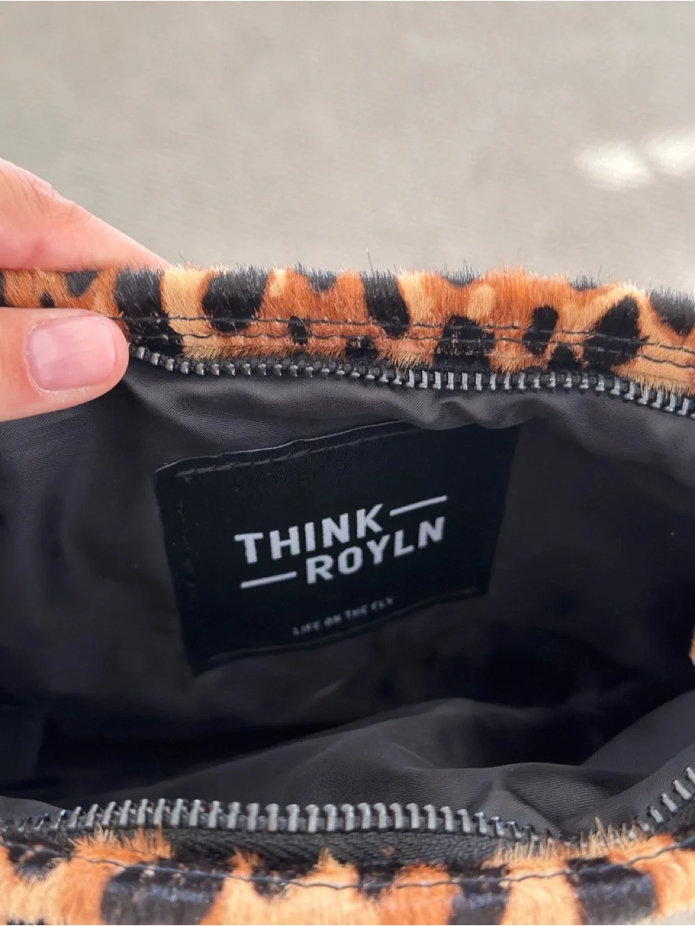 THINK ROYLN Leopard Print Card & Key Holder in Tan and Black